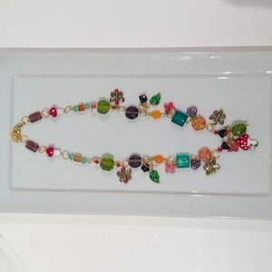 Handmade Forrest Theme Glass Beaded Charm Necklace